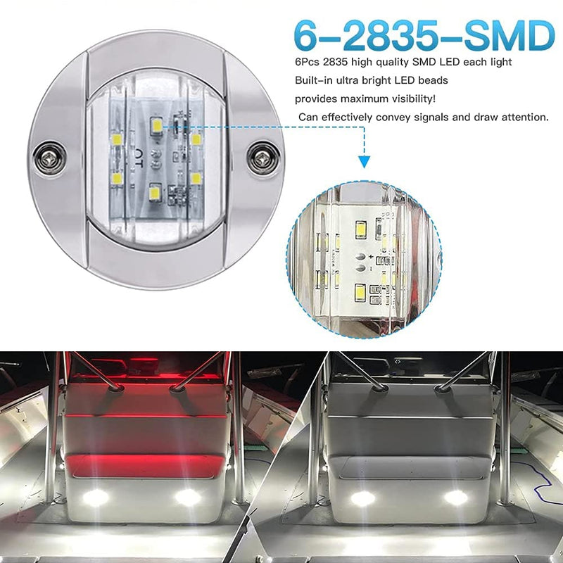 ALFU 10Pcs White DC 12V 3 Inch Round Marine Boat Interior Lights Transom Mount Led Stern Anchor Lights LED Night Fishing Lights IP67 Waterproof Deck LED Courtesy Light 10Pcs(White) - BeesActive Australia