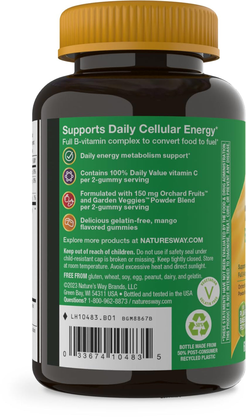 Nature's Way Alive! B-Complex Gummies, Cellular Energy Support*, 60 ct | Vitamin B12, B6, and Folate for Cellular Energy Support*, in Vegetarian, Gluten-Free Gummies with Plant-Based Pectin 60 Count (Pack of 1)