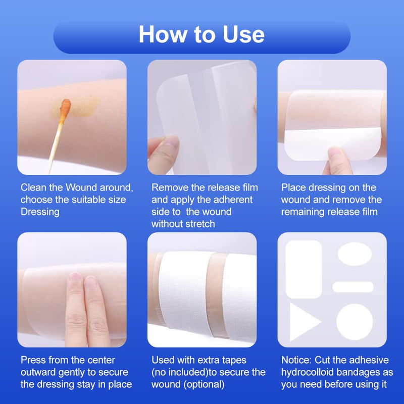 Niceful 15 Count Hydrocolloid Bandages 4x4 in, Hydrocolloid Wound Dressing Healing Bandages for Wounds, Waterproof Wound Dressing Large 4" x 4" (15 Dressings)