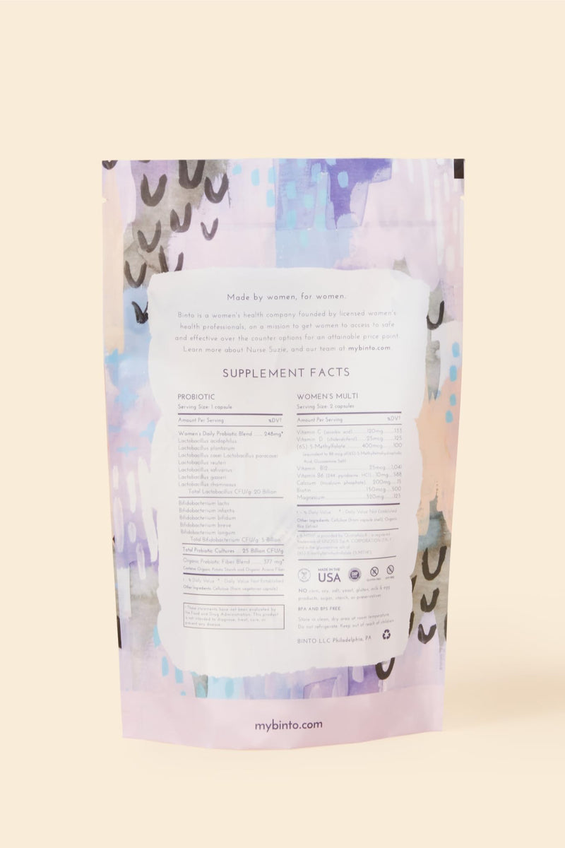 Binto 3-in-1 Glow Getter Daily Women's Probiotic & Multivitamin - Designed to Support Hormonal, Mood, and Gut Balance
