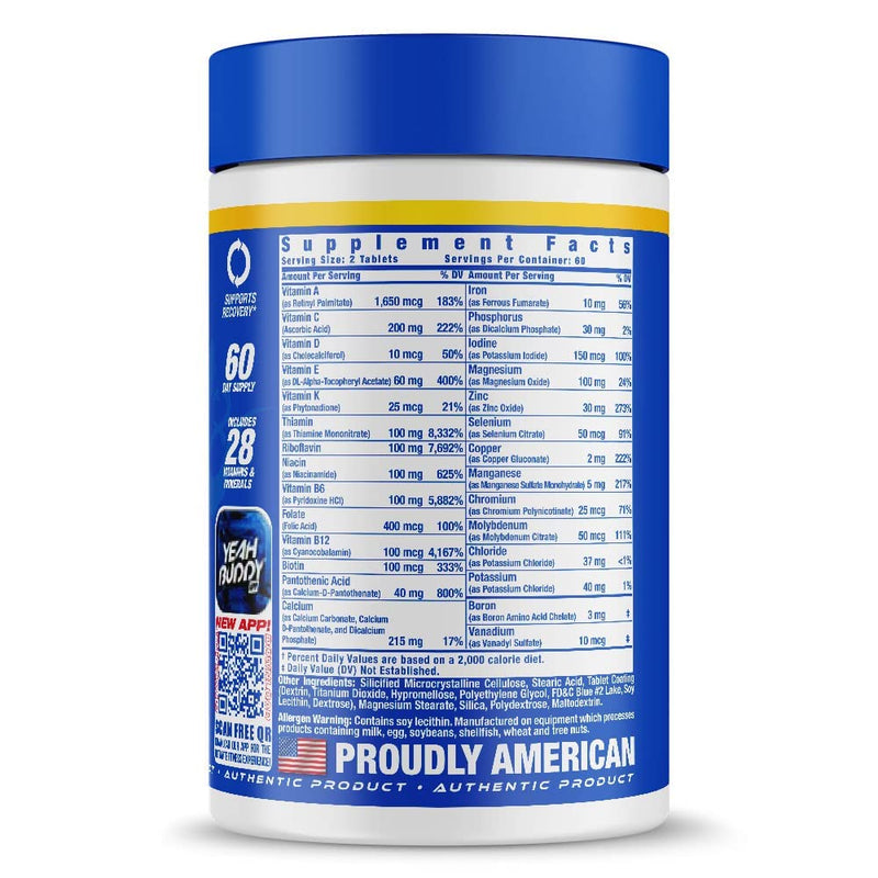 Ronnie Coleman Signature Series Vita XS Multivitamin for Men and Women, Daily Nutritional Support with B Vitamins and Minerals for Workout Recovery and Overall Health, 120 Tablets, 60 Servings