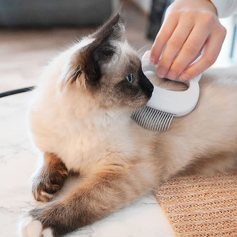 Leo's Paw The Original Pet Hair Removal Massaging Shell Comb Soft Deshedding Brush Grooming and Shedding Matted Fur Remover Dematting tool for Long and Short Hair Cat Dog Puppy Bunny (White) White - BeesActive Australia