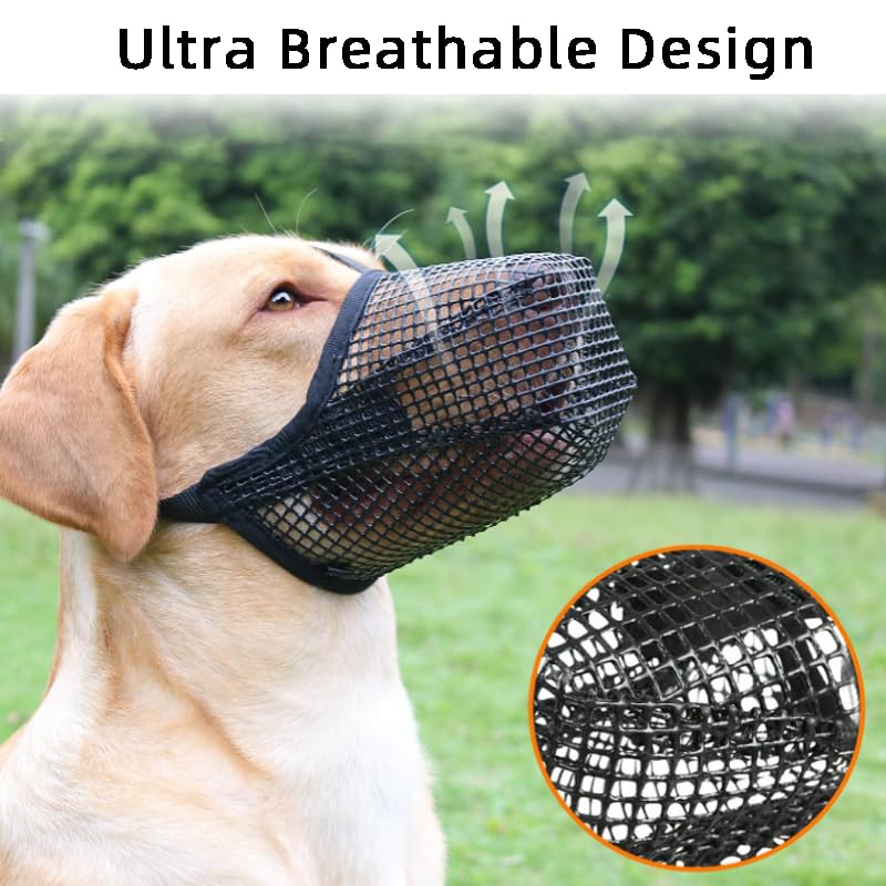 Dog Muzzle Black Mesh Dog Muzzle Adjustable Poison Bait Protection for Dogs Eating Protection Dog Muzzle Against Barking Mouth Loop Dog Anti-Biting and Anti-Licking All-Inclusive Muzzle (Size L) - BeesActive Australia