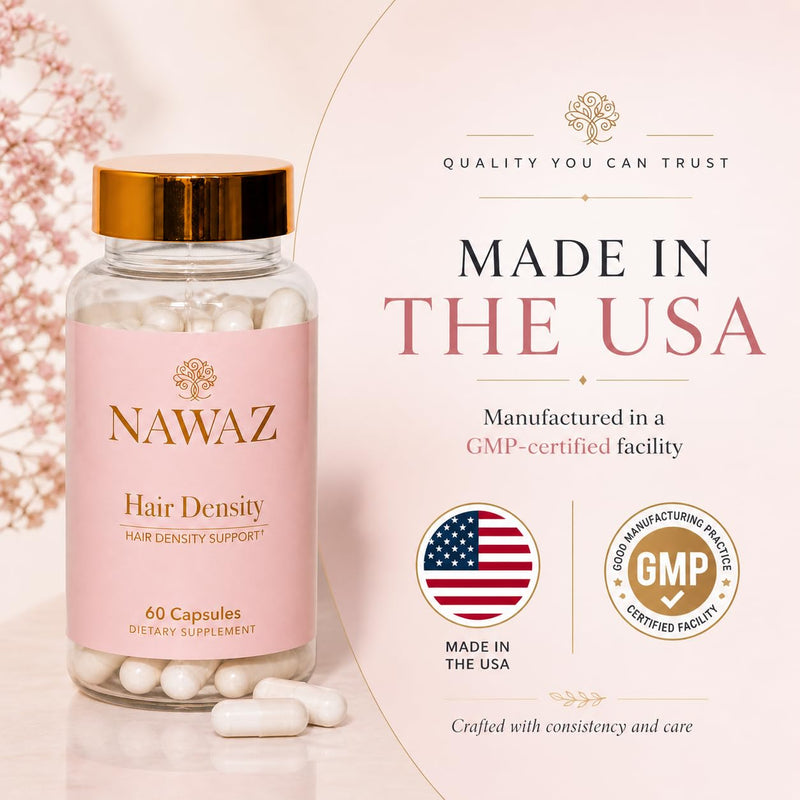 NAWAZ Hair Growth Vitamins for Women – Hair Density Capsules with Biotin, Keratin, MSM, Zinc & Selenium for Fuller Looking Hair, 60 Capsules