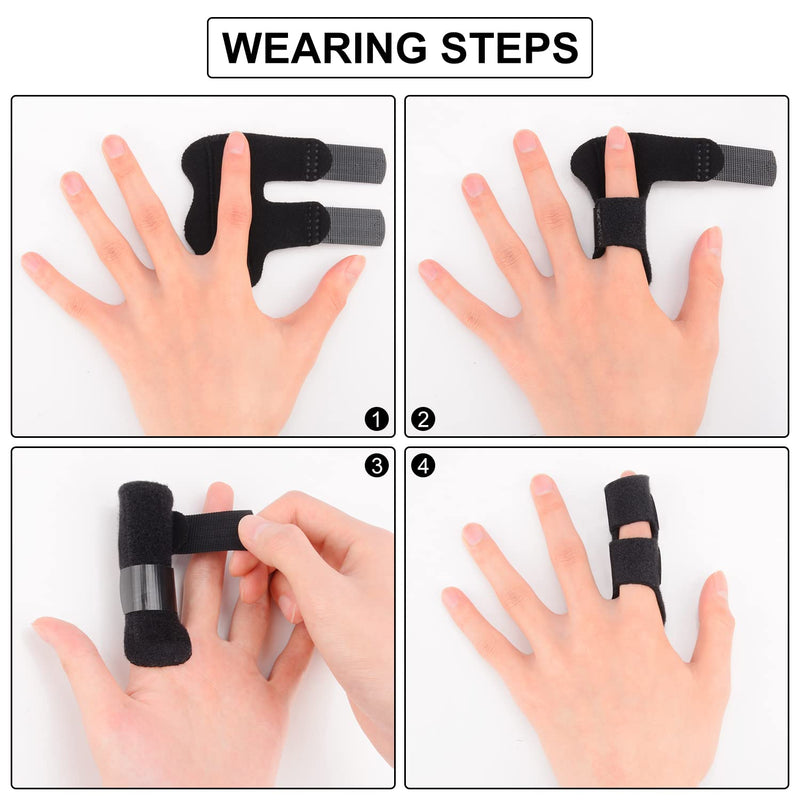 supregear Finger Splint Support, 2 Pack Adjustable Reusable Trigger Finger Splint Finger Brace with Removable Aluminum Bar for Index/Middle/Ring/Pinky Finger (Black) Black (2 Pack) - BeesActive Australia