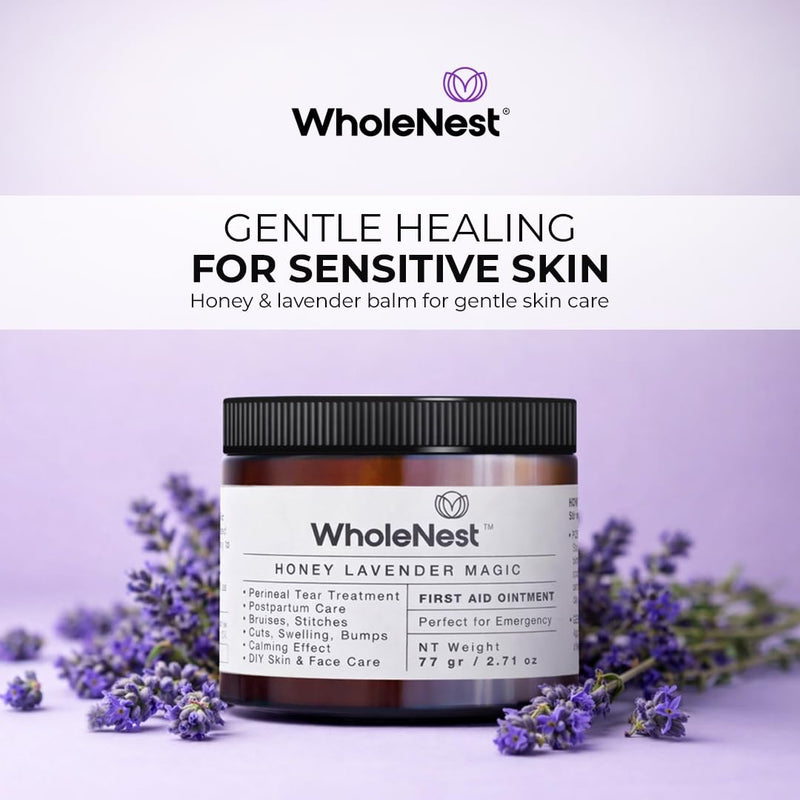 Honey Lavender Perineal Balm | Multi-Purpose Natural Healing Balm | Ideal for Postpartum, Kitchen Burns, Ingrown Toenails & After-Birth Recovery | Gentle Botanical Family Care – 2.71 oz