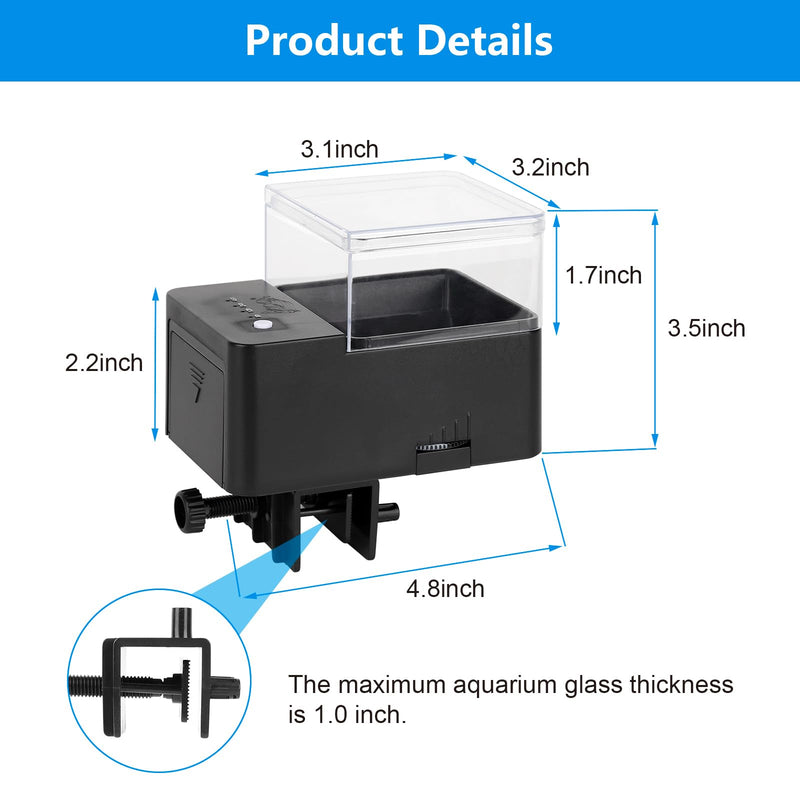 AQQA Automatic Fish Feeder, Intelligent Fish Feeder Auto Dispenser for Aquarium Tank with Adjustable Food Outlet, 250ml Large Capacity, Timer Fish Food Vacation Feeder for Weekend or Business Trip - BeesActive Australia