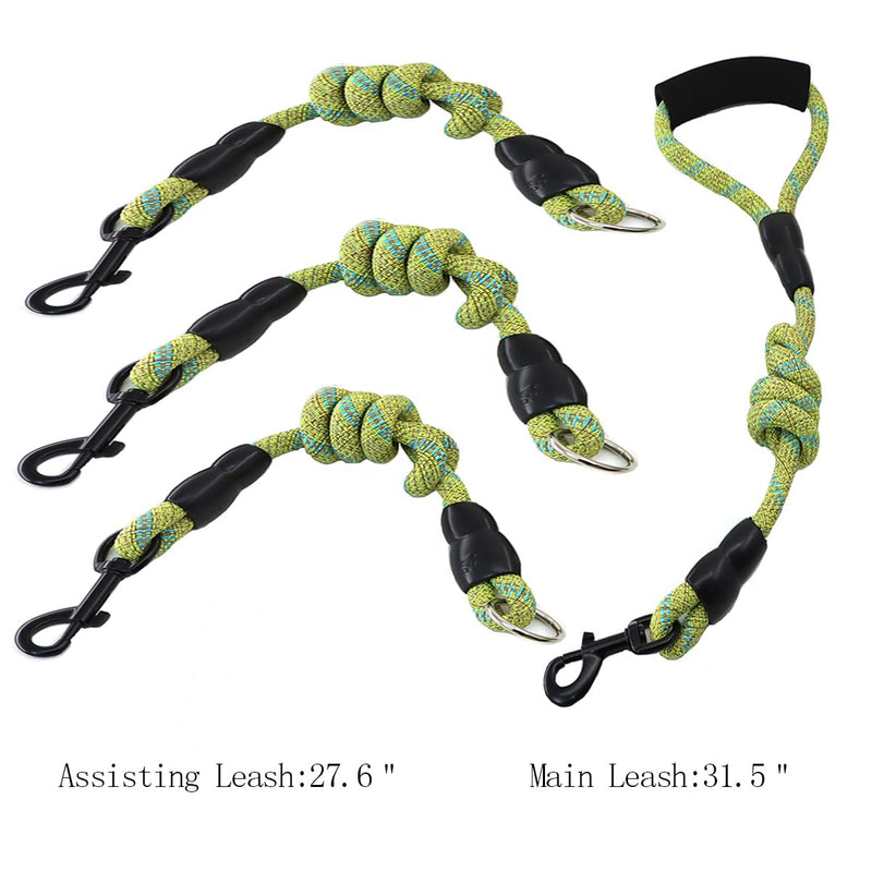 3 in 1 Durable Nylon Dog Leash with Padded Handle, 360° Swivel No Tangle Climbing Rope Removable Pet Traction Rope, Lead for Medium Large Dogs Green Blue - BeesActive Australia