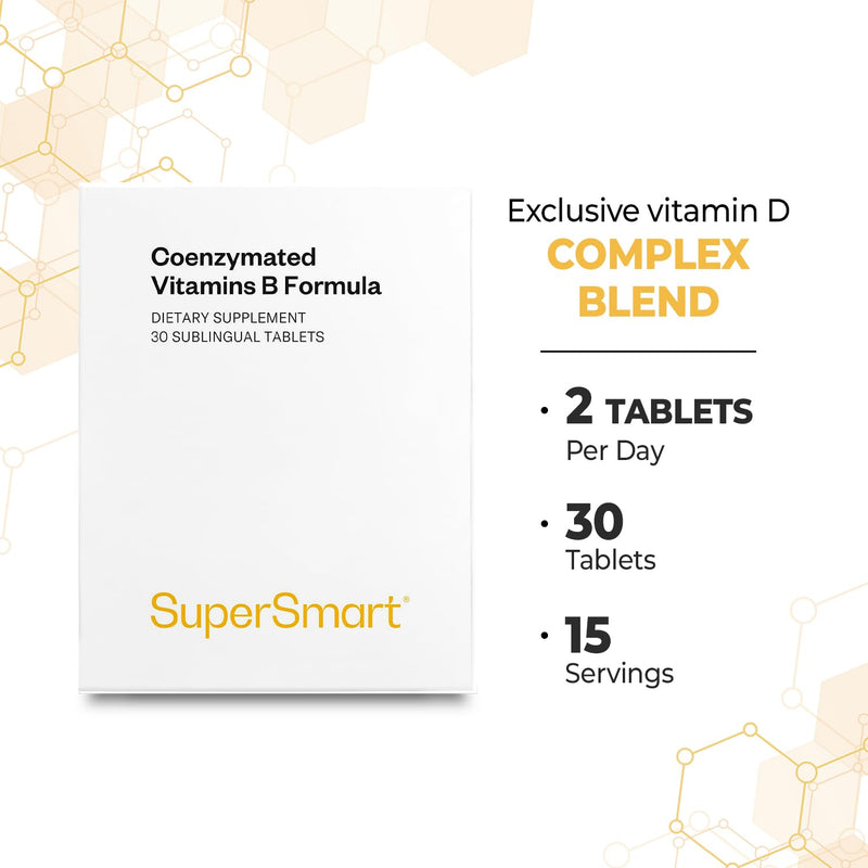 Supersmart - Coenzymated B Formula - Contains All the B Group Vitamins - Five Times More Active | Non-GMO & Gluten Free - 30 Tablets