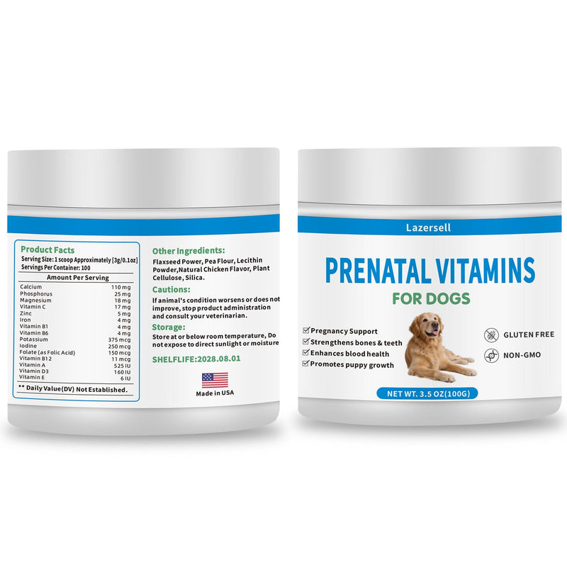 Prenatal Vitamins for Dogs - Aids Healthy Gestation, Puppy Development & Milk Production - Packed with Folic Acid, Calcium, Iron & Key Vitamins - Ideal for Pregnant and Nursing Canines