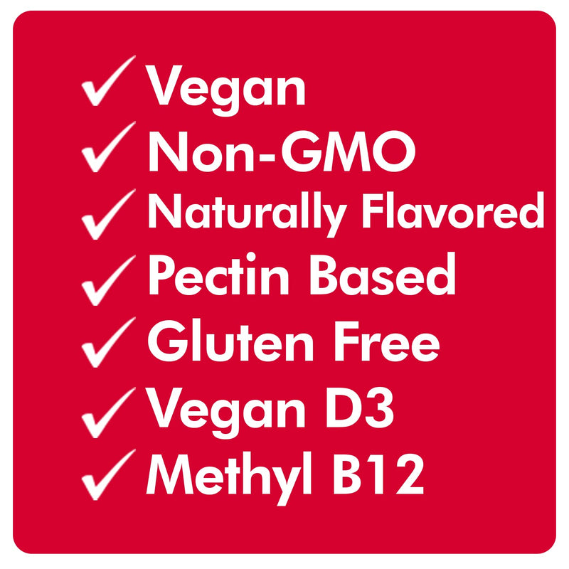 Vitamin D3, B12 Gummies by Dr. Danielle, Vegan Daily Supplement for Adults & Kids, Non-GMO, Vitamin D3 1000 IU & 250 mcg Vitamin B12, 2 Month Supply (60 Gummies)
