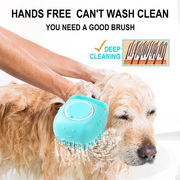 2Pack Dog Bath Brush - Dog Shampoo Brush Scrubber - Dog Bath Brush With Soap Dispenser - Dog Scrubber for Bath - Short Long Haired Dogs and Cats Washing - Pet Bath Massage Brush - Soft Silicone Blue and Green - BeesActive Australia