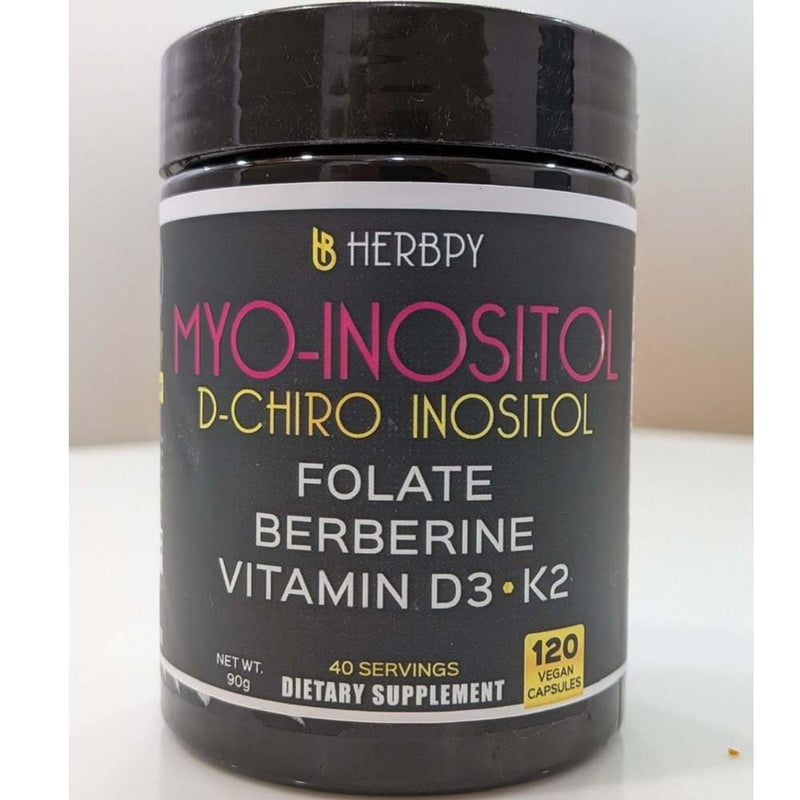 Herbpy 6in1 Berberine Myo-Inositol & D-Chiro Inositol Supplement for Women | Hormonal Balance & Ovarian Health Support | Myo inositol 40:1 with Folate, Vitamin D3, K2 & Berberine HCl 97% | 120 Capsules