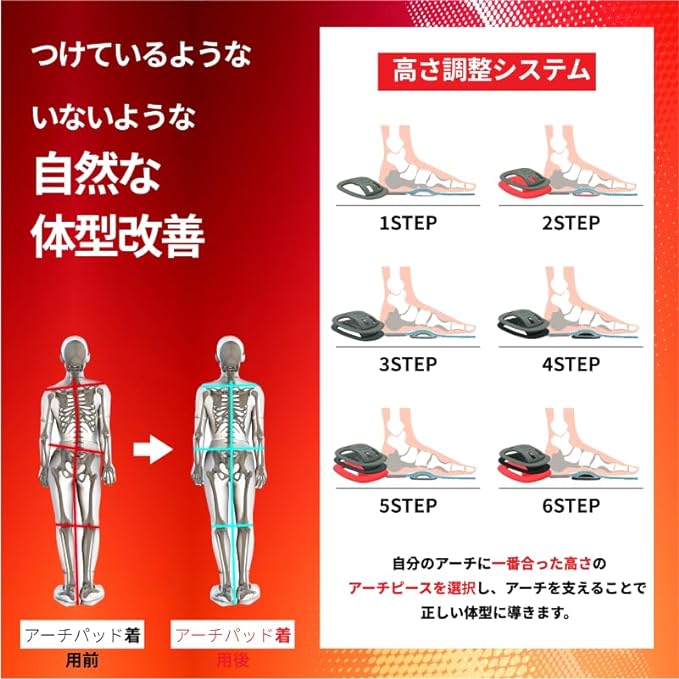 Red Doctor Insole, Footbed Cushion, Shock Absorption, Plantar Fasciitis, Arch Support, О Leg, X Leg Corrective Insole, XS (M: 25 - 26.5) - BeesActive Australia