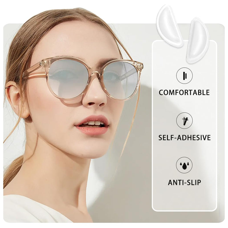 Air Chamber Anti-Slip Nose Pads for Glasses - Soft Silicone Airbag Adhesive Cushions, 30pcs Eyeglasses Nose Pad, Lightweight Eyewear Accessories, Full-Frame Compatible, Comfort Fit Design (White) White - BeesActive Australia