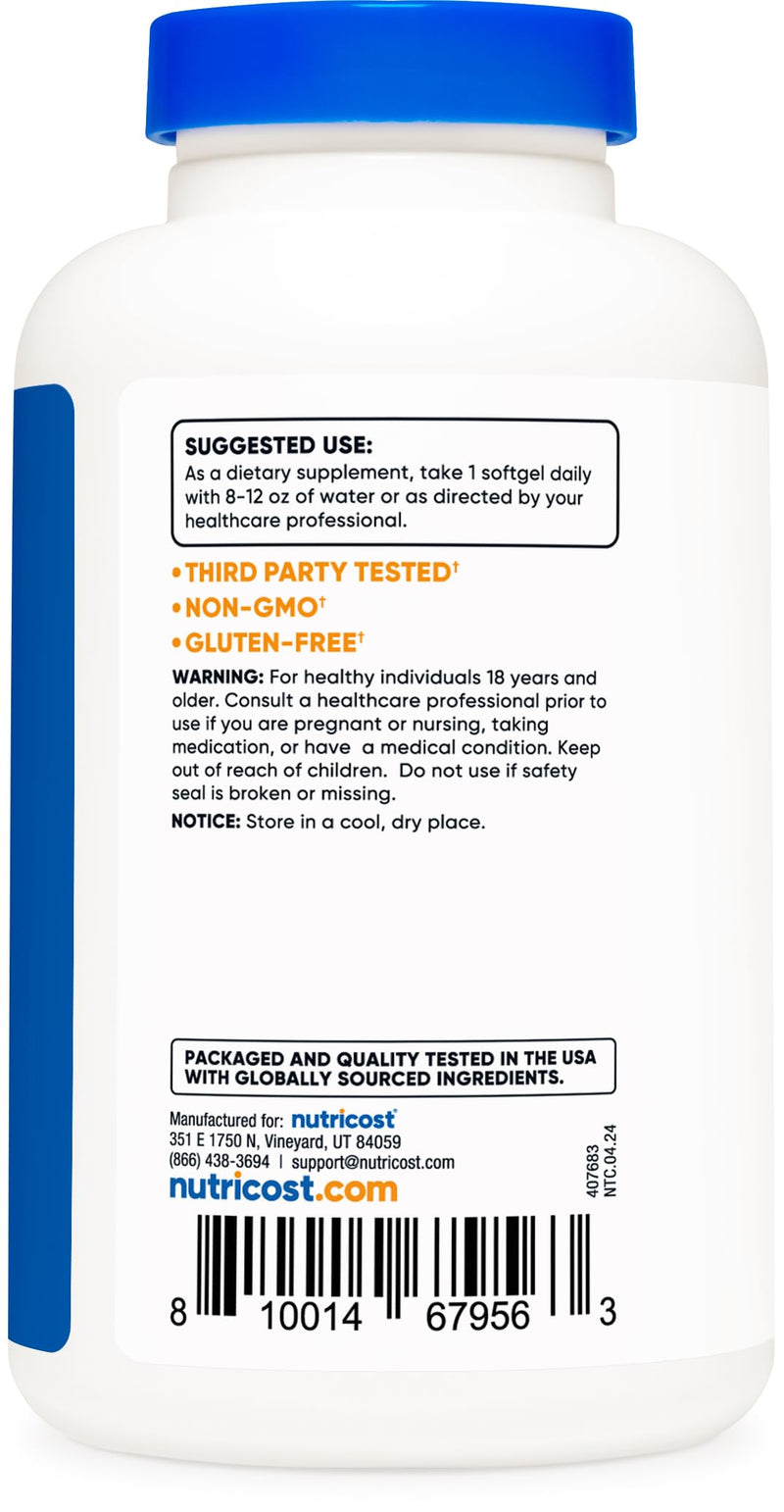 Nutricost Vitamin E 400 IU, 240 Softgel Capsules - Gluten Free, Non-GMO 240 Count (Pack of 1) - BeesActive Australia