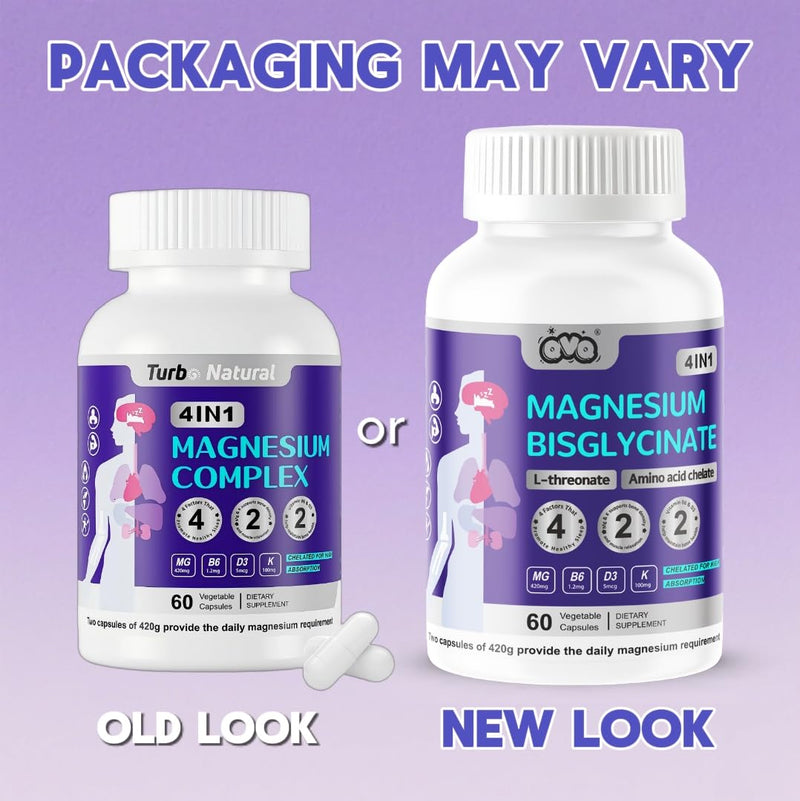 420 Mg Magnesium Bisglycinate Threonate Amino Acid Chelated Supplement with Vitamin and Potassium High Absorption Formula for Muscle Relaxation Bone & Joint Support Magnesium Complex Capsules(180) 180