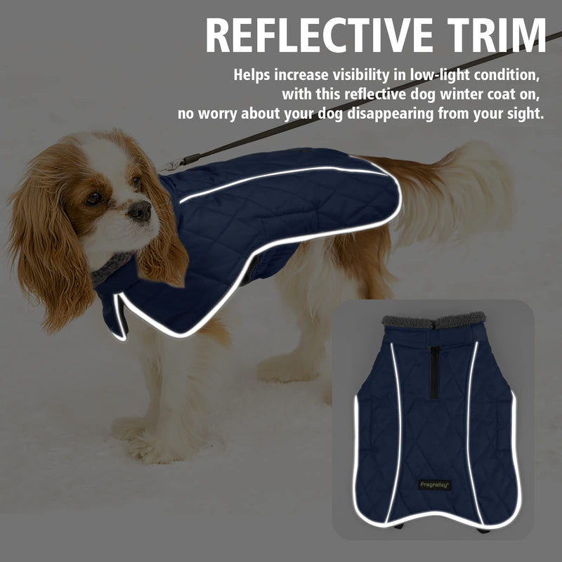 Fragralley Dog Winter Coat Jacket, Windproof Dog Coat, Adjustable Dog Jackets for Dogs, Waterproof Winter Dog, Turtleneck Clothes Doggie Cold Weather Vest Fleece Dog Jacket(Blue,M) Medium Blue - BeesActive Australia