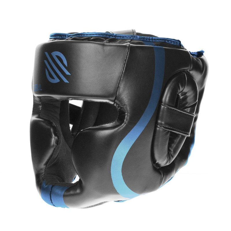 Sanabul Essential Boxing Headgear for Men & Women, Muay Thai MMA Headgear with Protective Padding, Full Face Coverage for Sparring Training Blue S/M