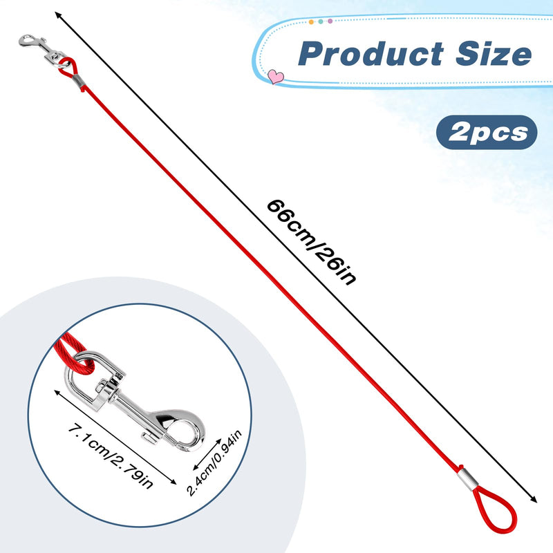 Chew Proof Cable Dog Leash Extension, 2 Pack Metal Cable Leads, Heavy Duty Dog Leash Non-Tangle Connect Leash for Any Leash & Collar & Harness, Dog Leash Extender (Red, Blue) - BeesActive Australia
