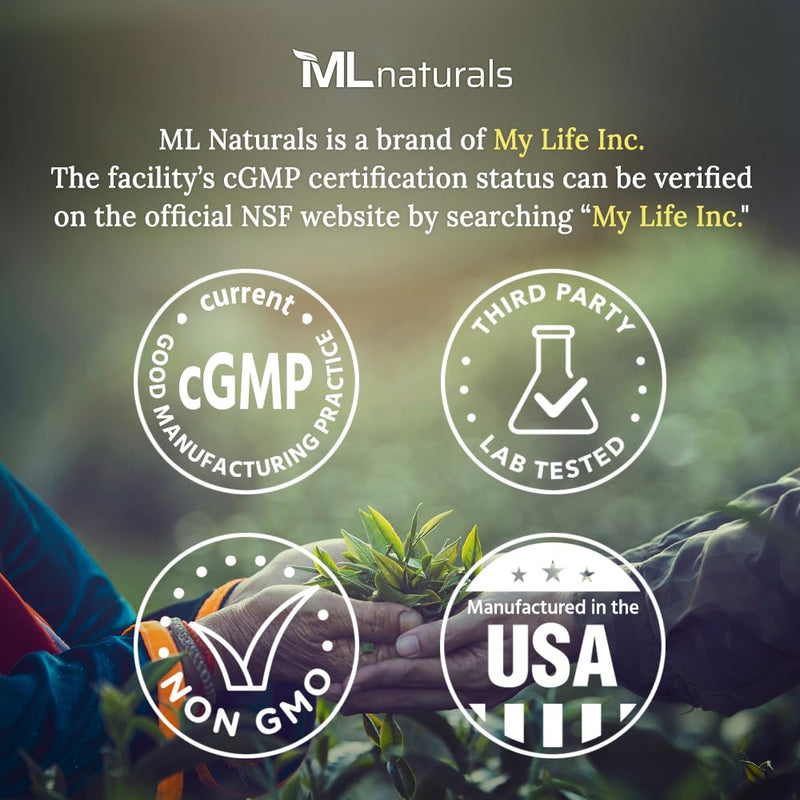 ML Naturals Vitamin C 1000mg Per Serving, 180 Capsules, Long-Lasting Effect, Gluten-Free, GMO-Free, Immune & Antioxidant Support | Long-Lasting Effect, Gluten-Free
