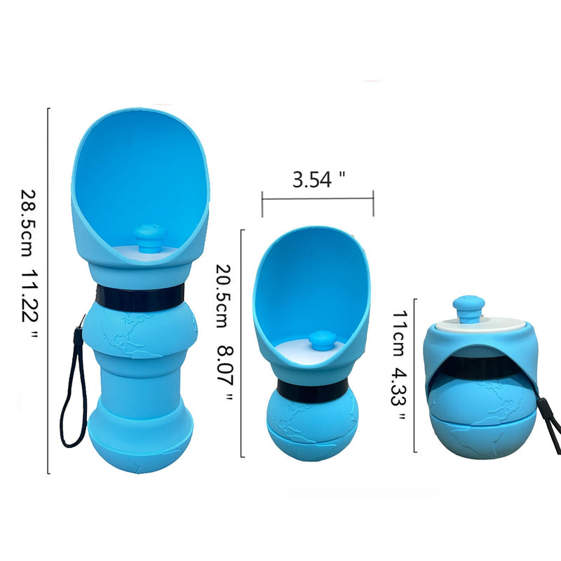 Dog Foldable Water Bottle with Folding Bowl (Blue Globe), Pink Blue Globe