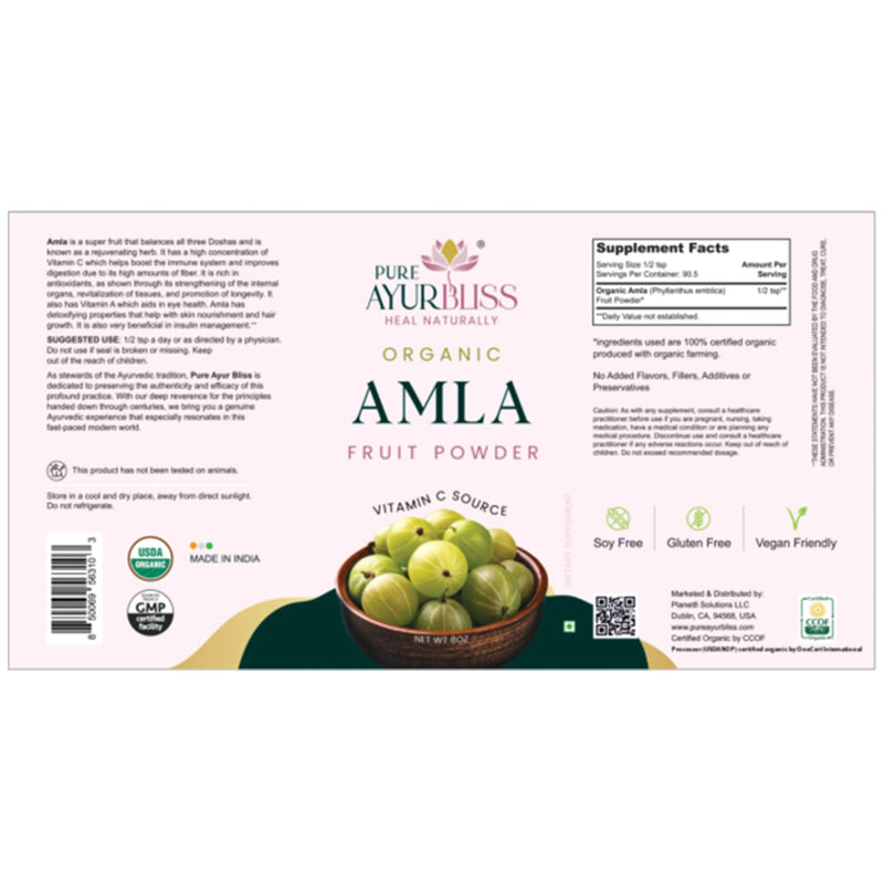100% Organic Amla Powder, Ayurvedic Blend for Digestive Health, Vegan & Gluten-Free Nutrition, Natural Vitamin C Source for Hair, Skin, & Daily Wellness Vitality - 8oz Tin Box | Tin Box 8 Ounce (Pack of 1)