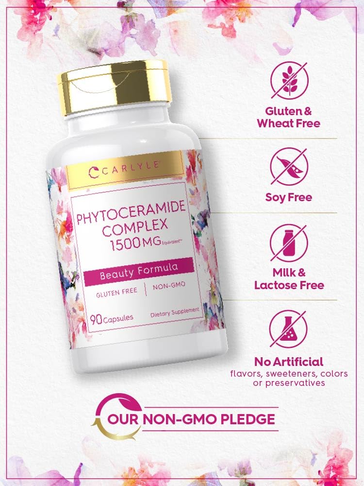 Carlyle Phytoceramide Supplement | 90 Capsules | with Organic Sweet Potato | Beauty Formula Complex | Vegetarian, Non-GMO and Gluten Free