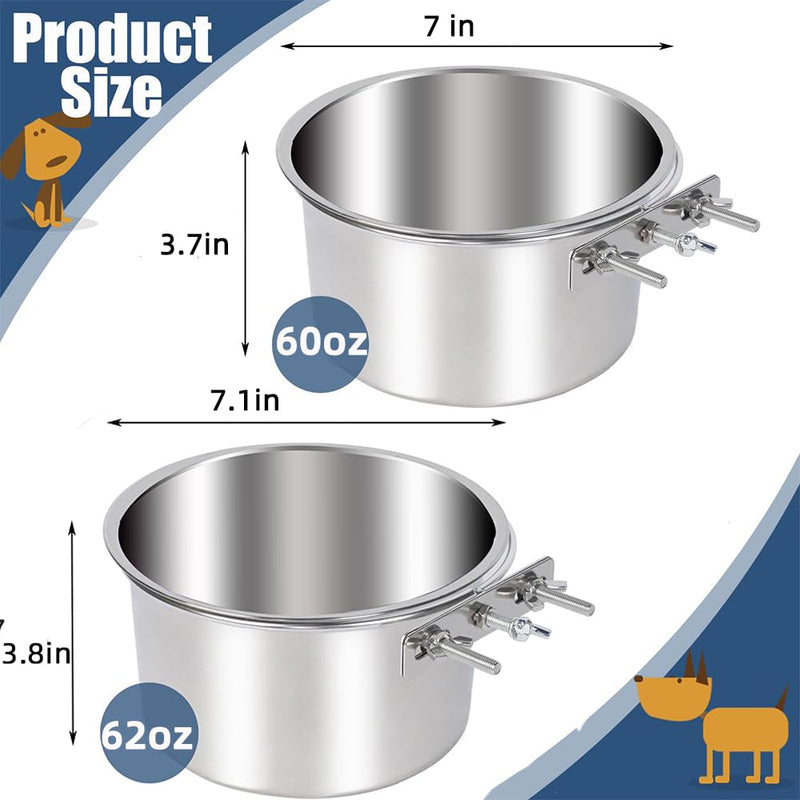 2 Pack Large Dog Water Food Bowls, Dog Crate Water Bowl No Spill, Water Bowl for Dog Crate Cage Accessories, Kennel Water Bowl Hanging, Stainless Steel Dog Bowls Dish Coop Cup for Large Medium Dog - BeesActive Australia