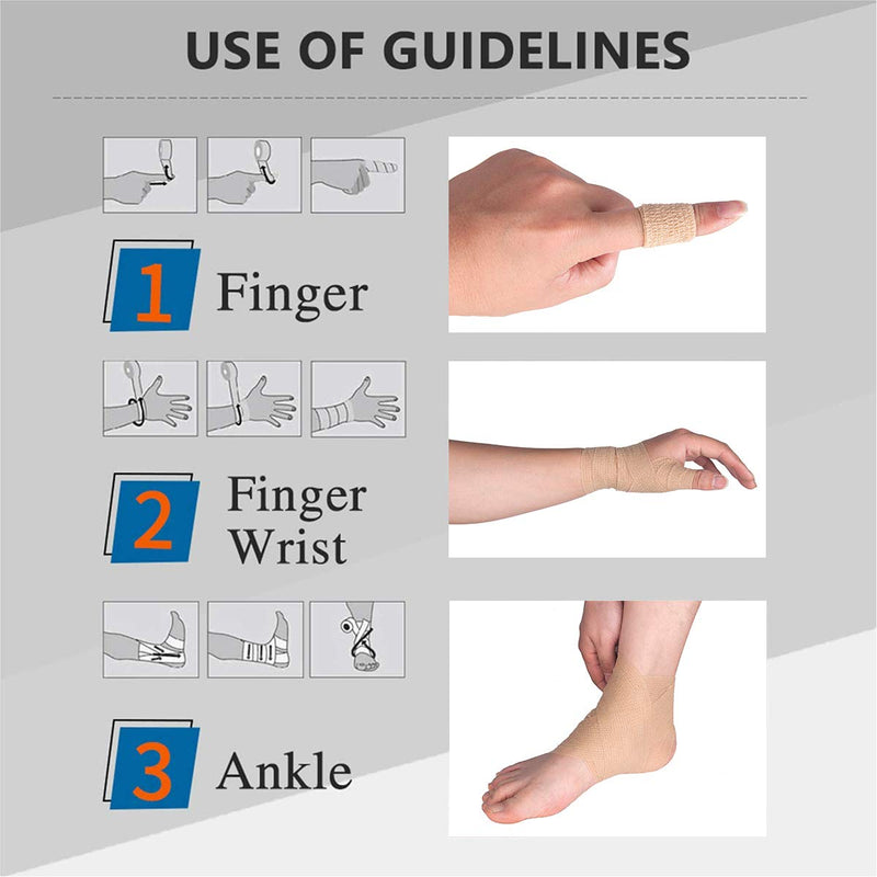 GSPCARE Animal Bandage Self-Adhesive 5 cm x 4.5 m, 6 Rolls Self-Adhesive Bandage Elastic Cohesive Bandage, Adhesive Bandage for Swelling of Ankle Sprains on Wrist Printed - BeesActive Australia