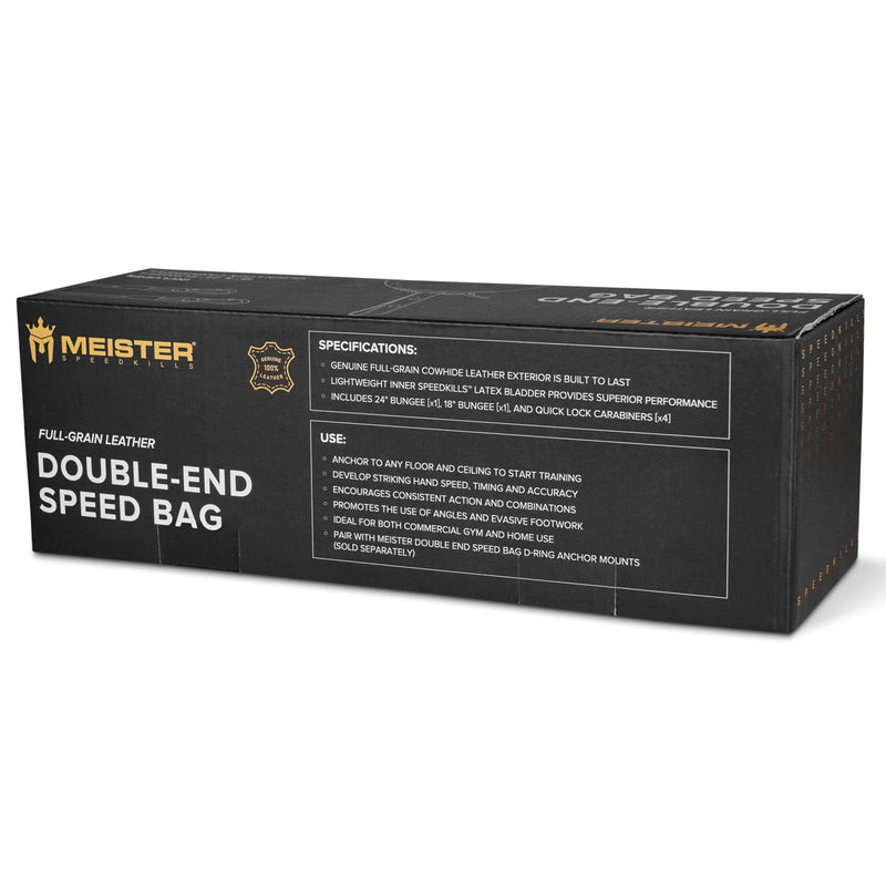 Meister SpeedKills Double-End Leather Speed Bag w/Bungees & Lightweight Latex Bladder Medium (7.0") - BeesActive Australia