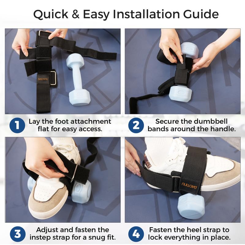 Dumbbell Foot Attachment for Leg Workout, Extension Monkey Foot Dumbbell Attachment Straps for Gym Trainer and Beginners Dumbbell Foot Strap for Fitness Training 2PCS Black - BeesActive Australia