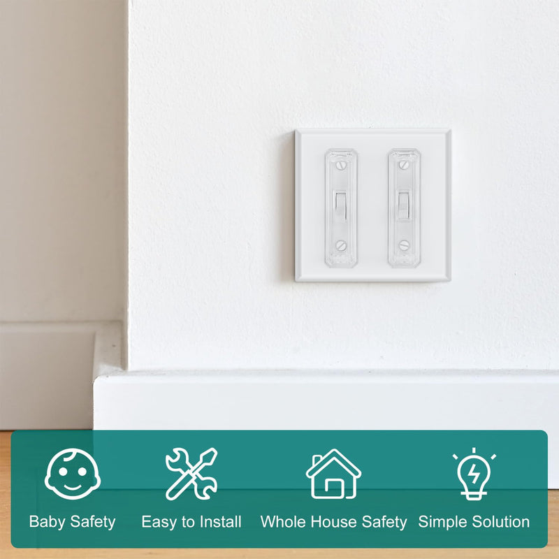 Light Switch Cover Guard, Child Proof Wall Switch Cover Protects Lights or Switches from Getting Accidentally Turned ON or OFF by Children and Adults, Toggle Style (Clear, 2 Pack) - BeesActive Australia
