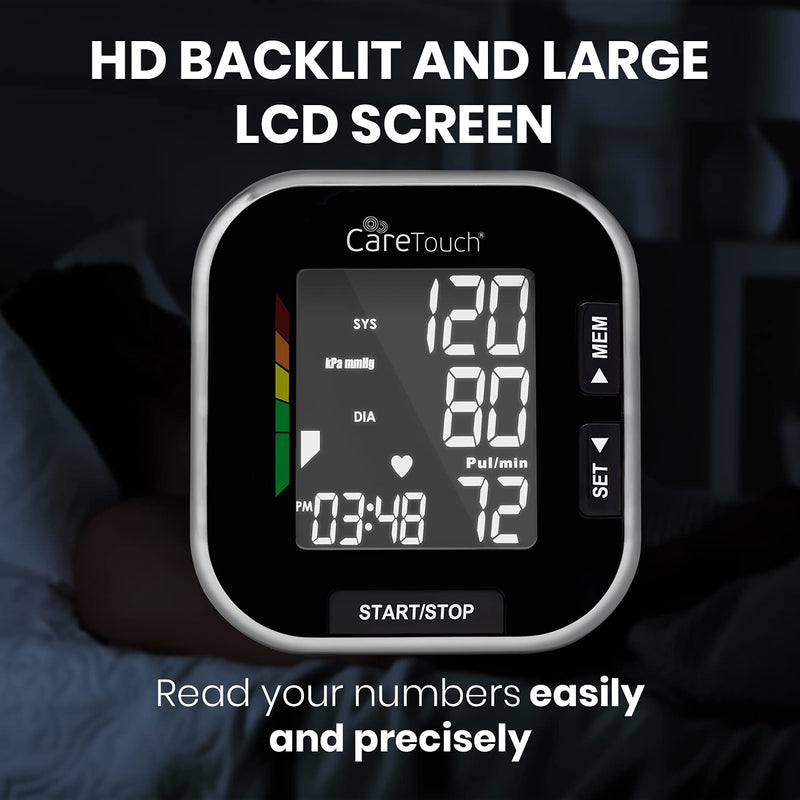 Care Touch Platinum Black Wrist Blood Pressure Cuff Monitor, Automatic Wrist BP Cuff, Adjustable Blood Pressure Wrist Cuff, Irregular Heartbeat Indicator - Blood Pressure Cuffs, Home & Hospital Use - BeesActive Australia