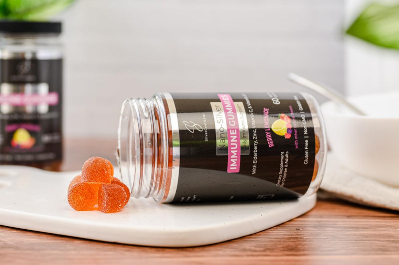 5-in-1 Elderberry Silver Immune Multi Gummies - 60ct - Berry Lemonade | Sambucus Elderberry, Nano Colloidal Silver, Vitamin C & D, Zinc, Great for Kids & Adults, Ages 4 & Up, Gluten & Gelatin Free