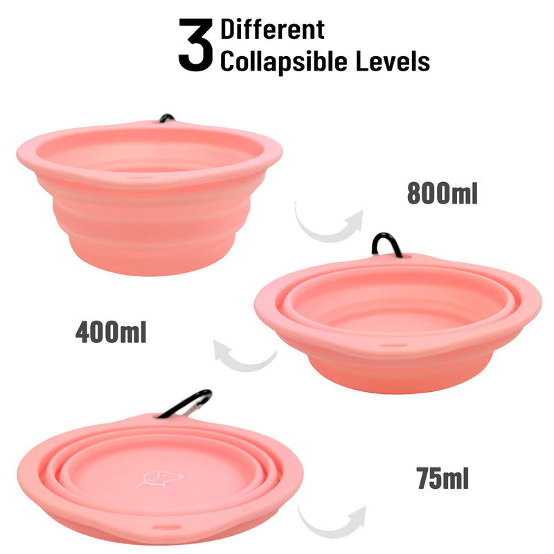 2-PACK FUREVER Large Size Collapsible Silicone Portable Dog Water Bowls for Outdoor Travel Camping Walking Hiking Gear Foldable Rubber popup Dish XL size 27oz 800ml Puppy Pet Platos para Perros -PINK BABY PINK - BeesActive Australia
