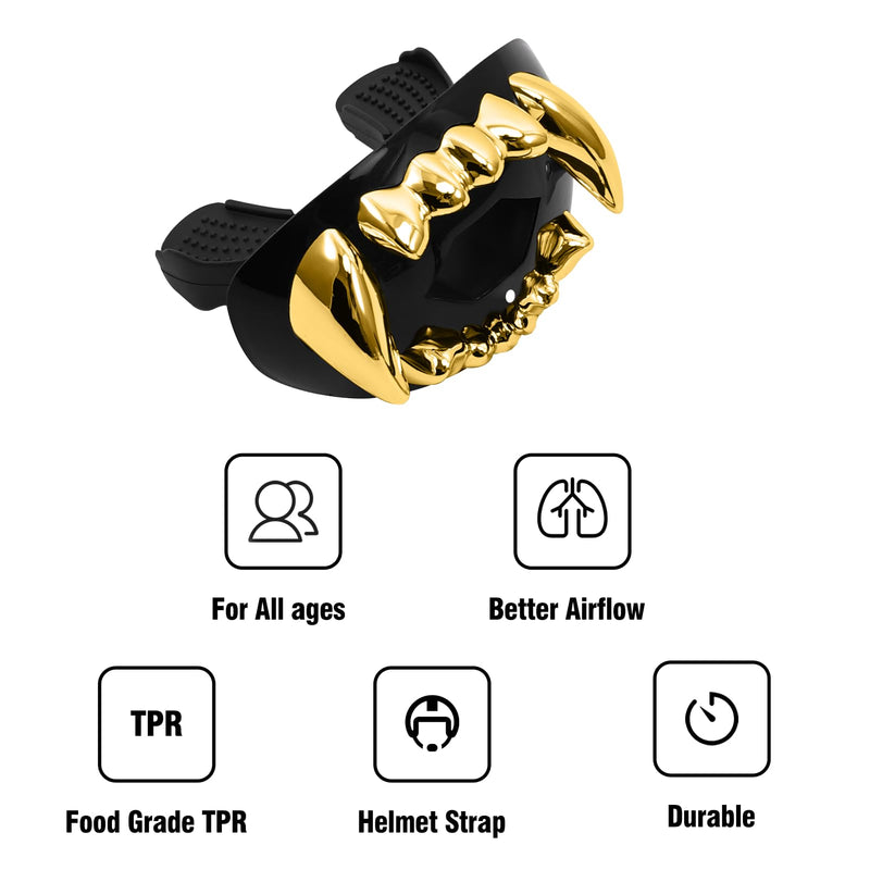 Football Mouth Guard with Strap, Breathable MouthGuard for Youth and Adults, Teeth and Lip Protector Gold Fang - BeesActive Australia