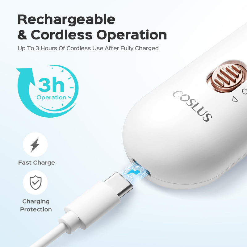 COSLUS C30 Professional Manicure Pedicure Kit: 5 in 1 Electric Nail File Set Toenail Grinder, 5 Speed Cordless Nail Drill for Thick Nail Toenail Cuticle, Hand Feet Trimmer Buffer for Women Men Baby Bright White - BeesActive Australia