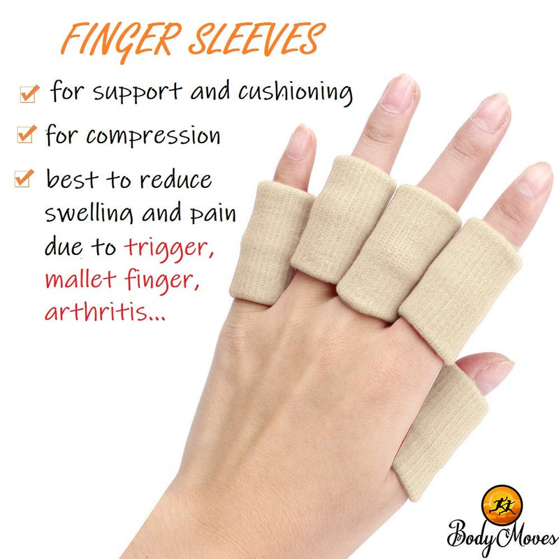 BodyMoves 2 Finger Splints plus 2 sleeves (4 pc set, Desert Sand) 4 Count (Pack of 1) - BeesActive Australia