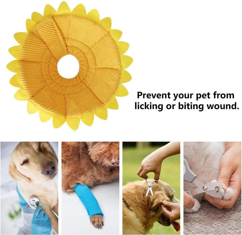 SLSON Neck Brace for Dogs and Cats, Comfortable Soft Recovery Protection for Pet Neck Protection Pillow and Adjustable Collar with Yellow Sunflower Pattern (S) S - BeesActive Australia