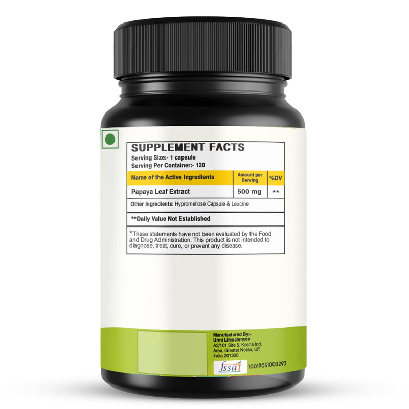 Papaya Leaf Capsules 500Mg Natural Papaya Leaf Extract 120 Vegan Capsules Non GMO Gluten Free Herbal Supplement No Fillers Or Additives - BeesActive Australia