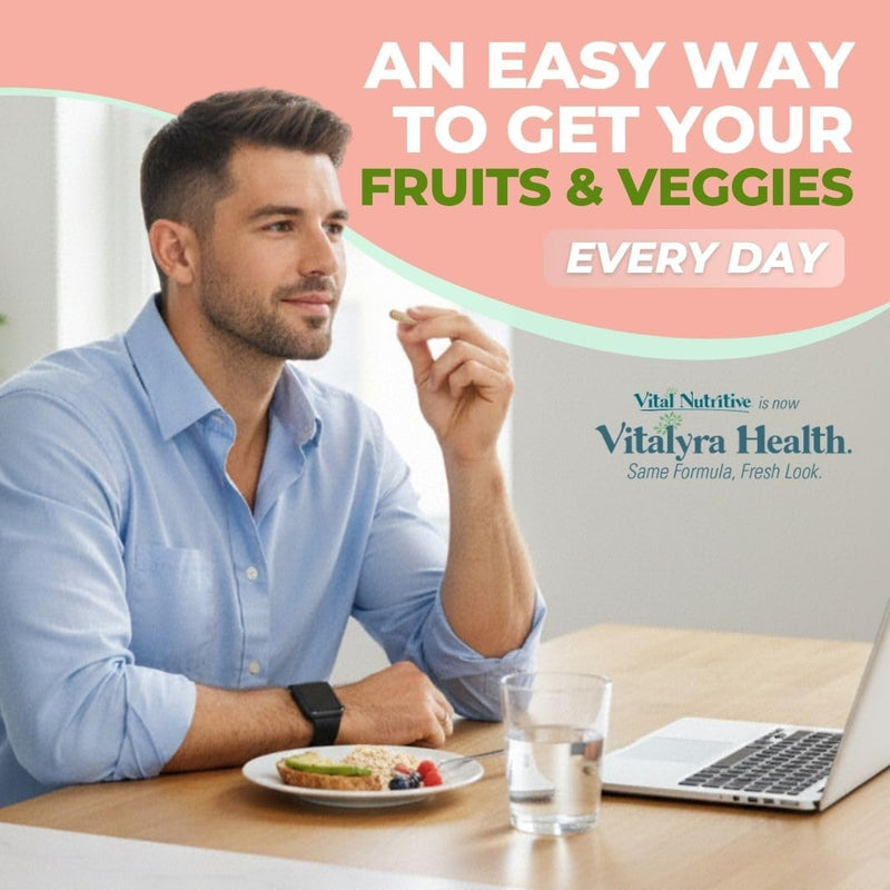 VITAL NUTRITIVE Super Fruits & Veggies -2-in-1 Fruit & Vegetable Supplement | Daily Superfood for Adults, Supports Immunity, Energy & Overall Wellness, Whole-Food Blend, Non-GMO 120 days 60 Count (Pack of 2)