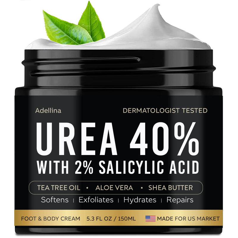 Adellina Urea Cream 40 Percent for Feet Maximum Strength, Urea Foot Cream for Dry Cracked Heels Feet Knees Elbows, 40% Urea Foot Repair Lotion 5.3 OZ - BeesActive Australia