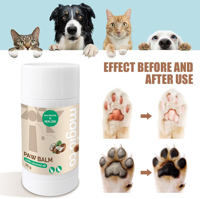 Natural Coconut Oil Paw Balm for Dogs & Cats, Moisturising & Protective Paw Balm, Nose Balm,Vegan, Cruelty-Free, 30g