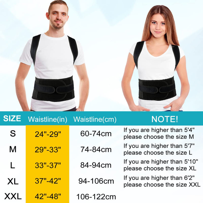 Back Brace Posture Corrector for Women and Men, Relief for Waist, Back and Shoulder Pain, Adjustable and Breathable, Improve Posture XXL(42"-48") XXL(42"-48")