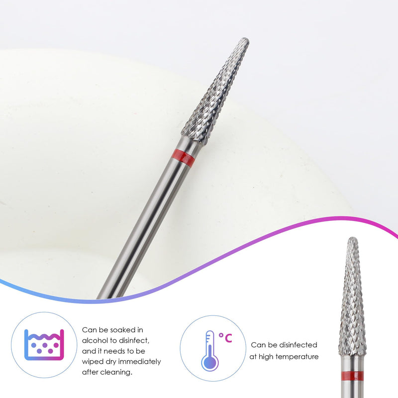 Qunzhao Tungsten Steel Nail Drill Bits,- Removing cuticle Bits 3/32" Shank - Manicure, Nail Art, Drill Machine tools (02 F-Conical ball bit) 02 F-Conical ball bit