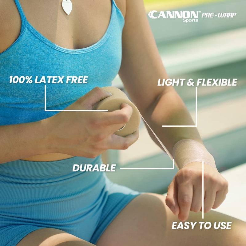 Cannon Sports Pre-Wrap 12-Pack 30 Yards Each Roll 12 Rolls Athletic Tape Wraps Natural - BeesActive Australia