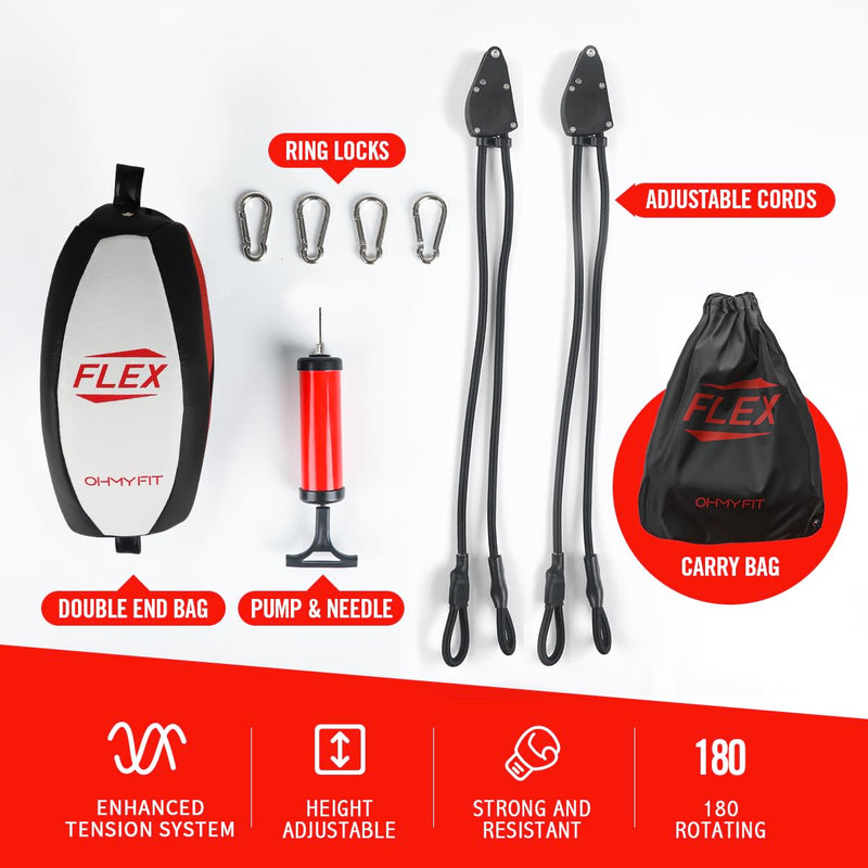 Flex Double End Punching Bag - Bungee Cords w/Special Flex Adjustable System - Durable Bladder Speed Bag - Boxing Training Equipment for Adults - Home Gym Accessories Round - BeesActive Australia