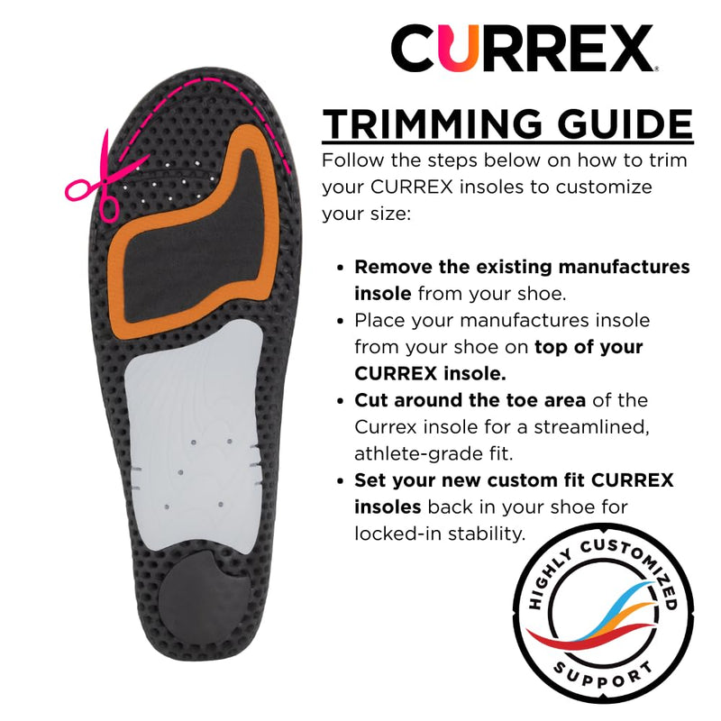 CURREX PICKLEBALLPRO Insoles for Pickleball Shoes – Arch Support Inserts w/Super Grip Surface & Premium Heel Cushioning, Helps Improve Foot Stability – for Men & Women– Medium Arch, XL Medium Arch - Orange XL (Mens 11-12.5 / Womens 12.5 - 14) - BeesActive Australia
