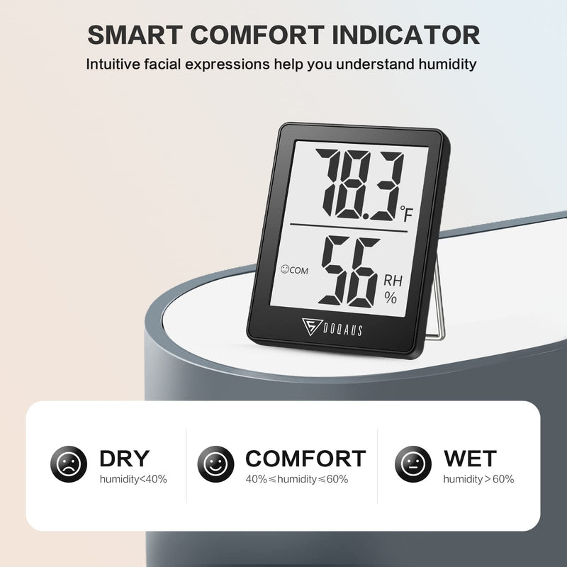 DOQAUS Digital Hygrometer Indoor Thermometer 3 Pack, Room Thermometer with 5s Fast Refresh, Accurate Humidity Meter Temperature Sensor for Home, Bedroom, Baby Room, Office, Greenhouse, Cellar (Black) Black - BeesActive Australia